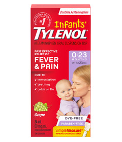 Tylenol Infants' Fever & Pain Suspension Concentrated Drops Dye-Free Grape