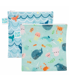 Bumkins Large Reusable Snack Bags Ocean Life